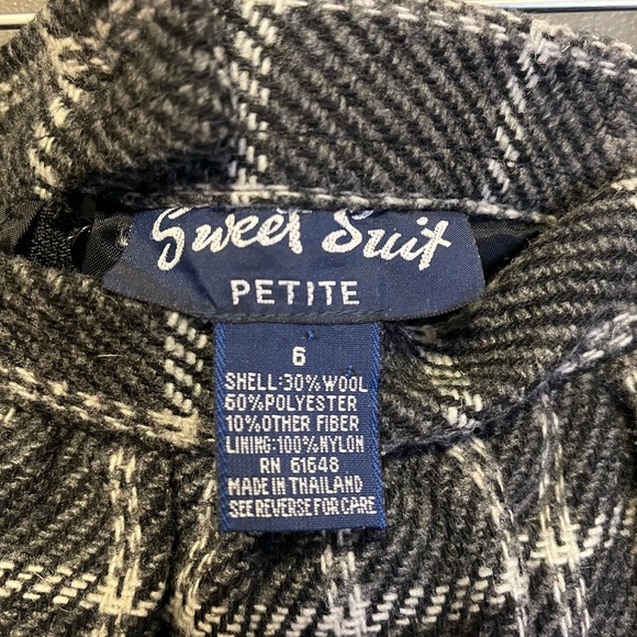 Vintage wool blend window pane pencil skirt gray white 6P - Picture 10 of 11